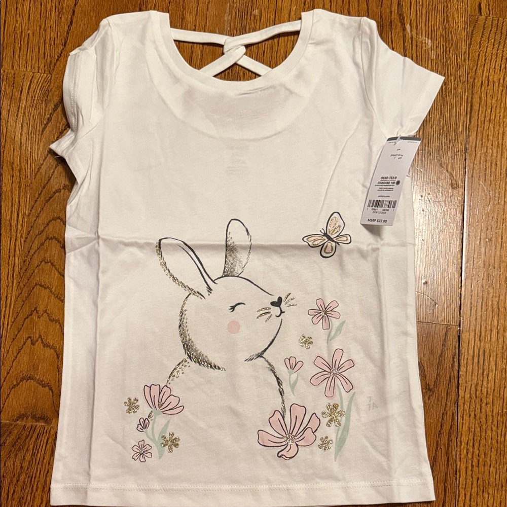 Carter's White Bunny and Floral Tee